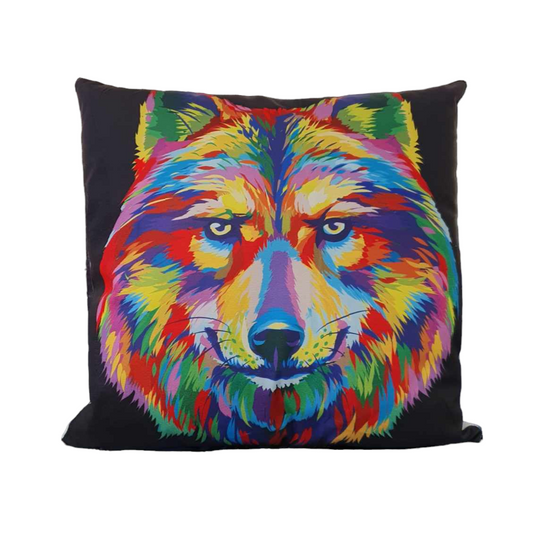 Colourful Wolf Throw Cushion