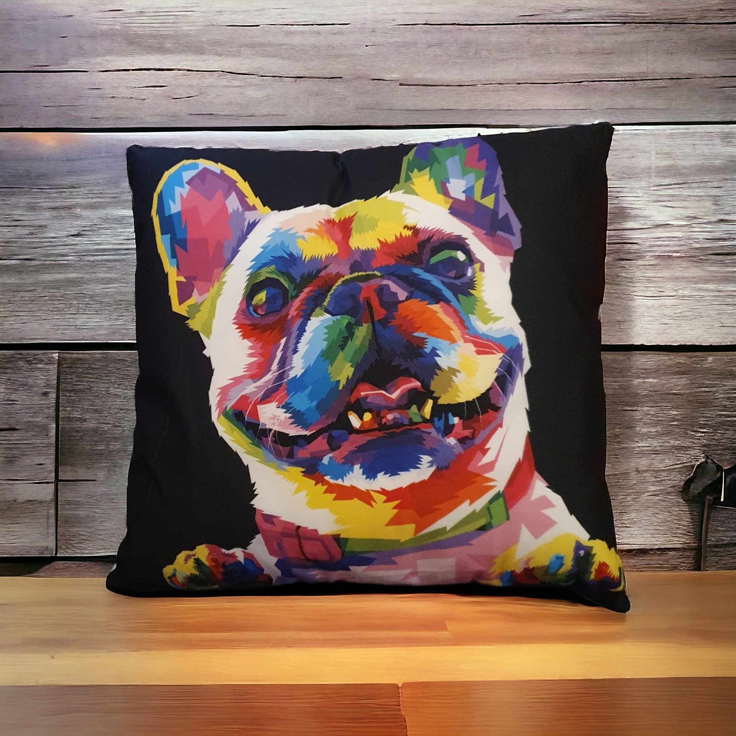 Colourful Frenchie (French Bulldog) Throw Cushion