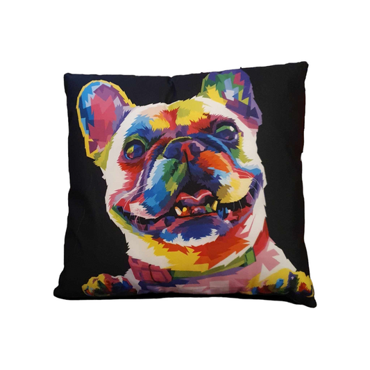 Colourful Frenchie (French Bulldog) Throw Cushion