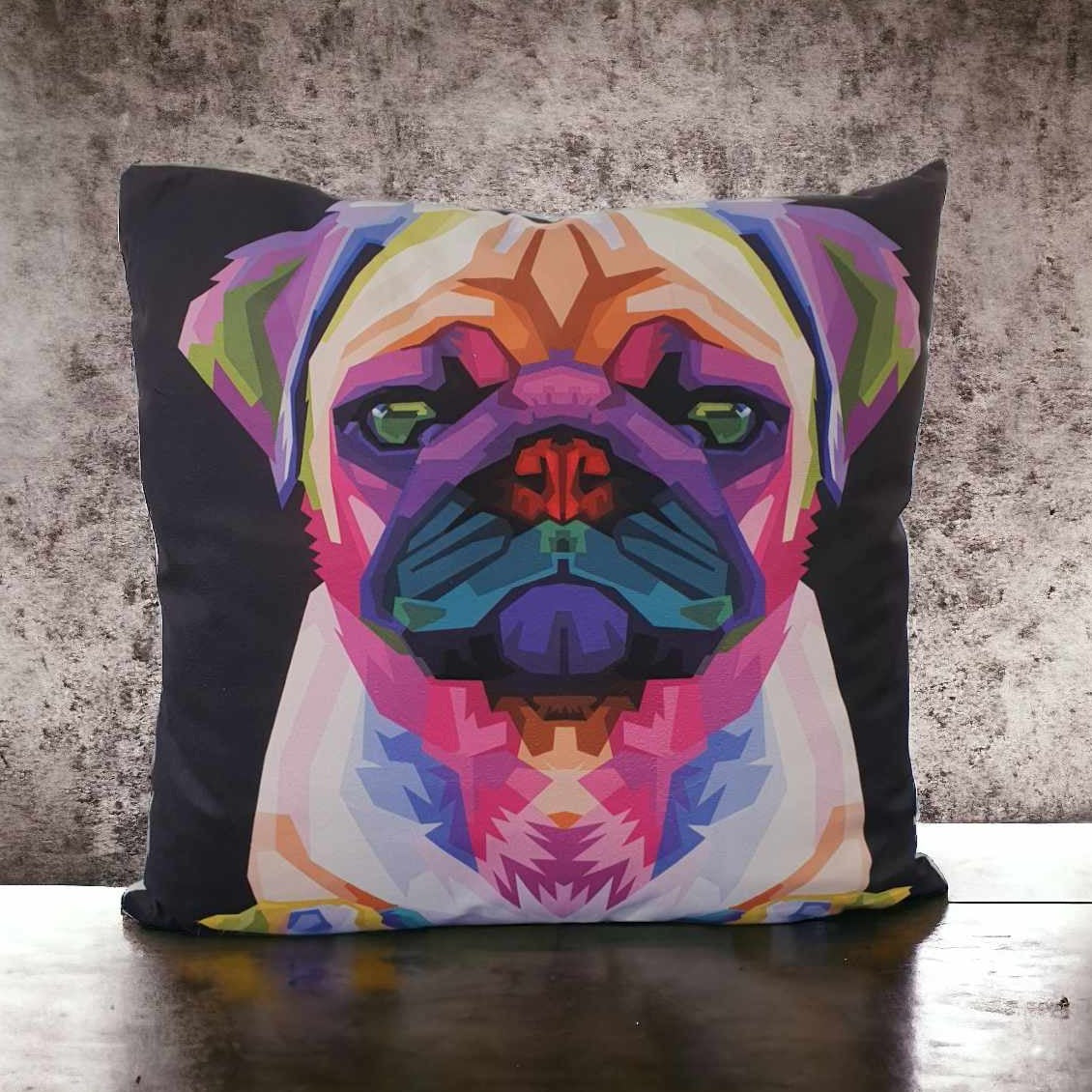 Colourful Pug Throw Cushion