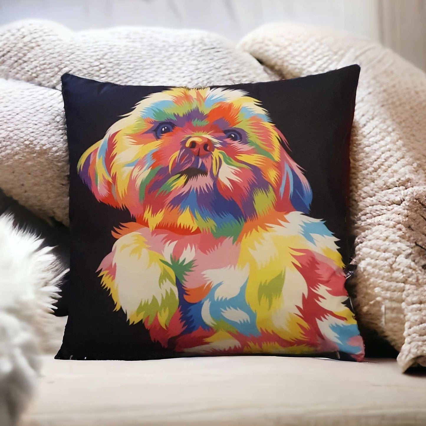 Colourful Shih Tzu Throw Cushion