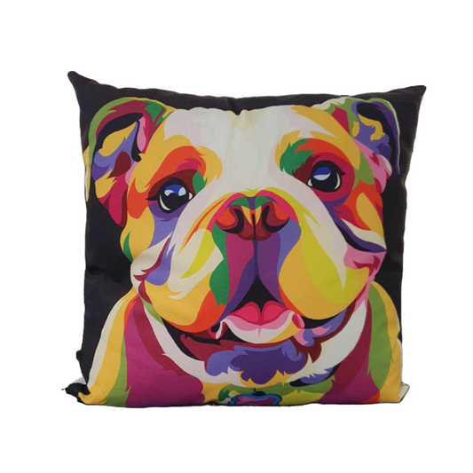 Colourful Bulldog Throw Cushion