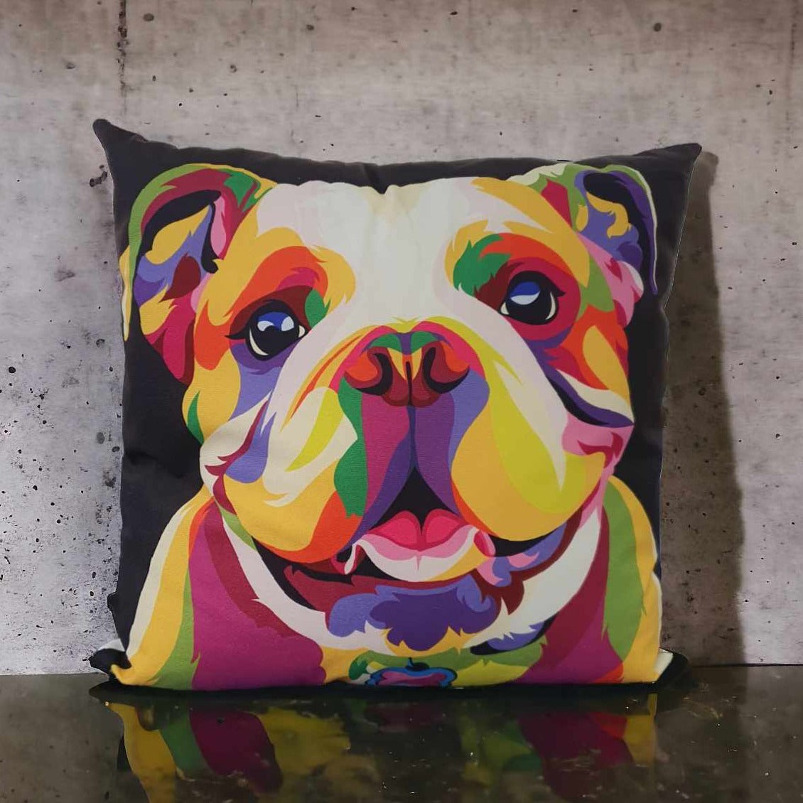 Colourful Bulldog Throw Cushion