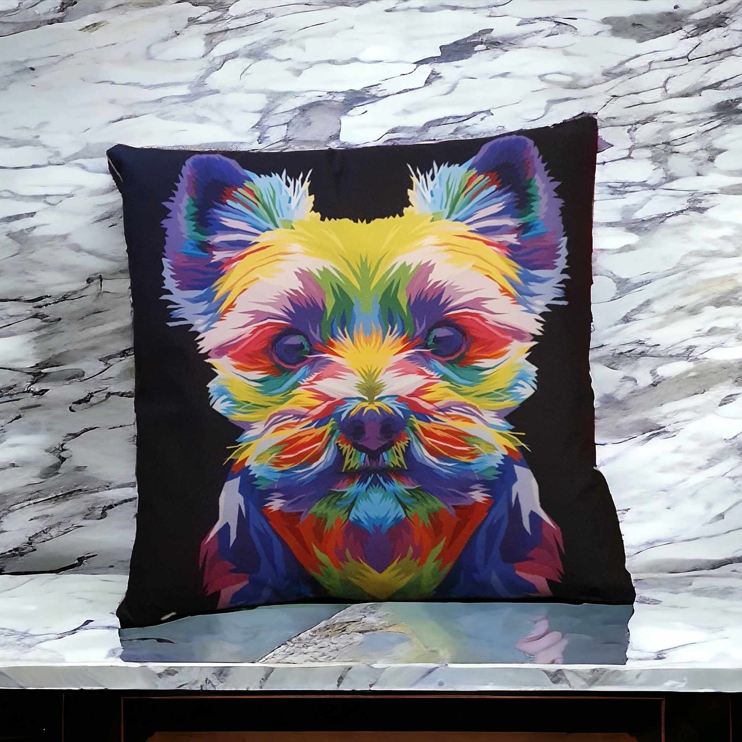 Colourful Yorkie (Yorkshire Terrier) Throw Cushion