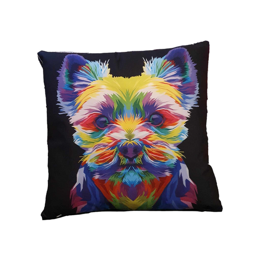 Colourful Yorkie (Yorkshire Terrier) Throw Cushion