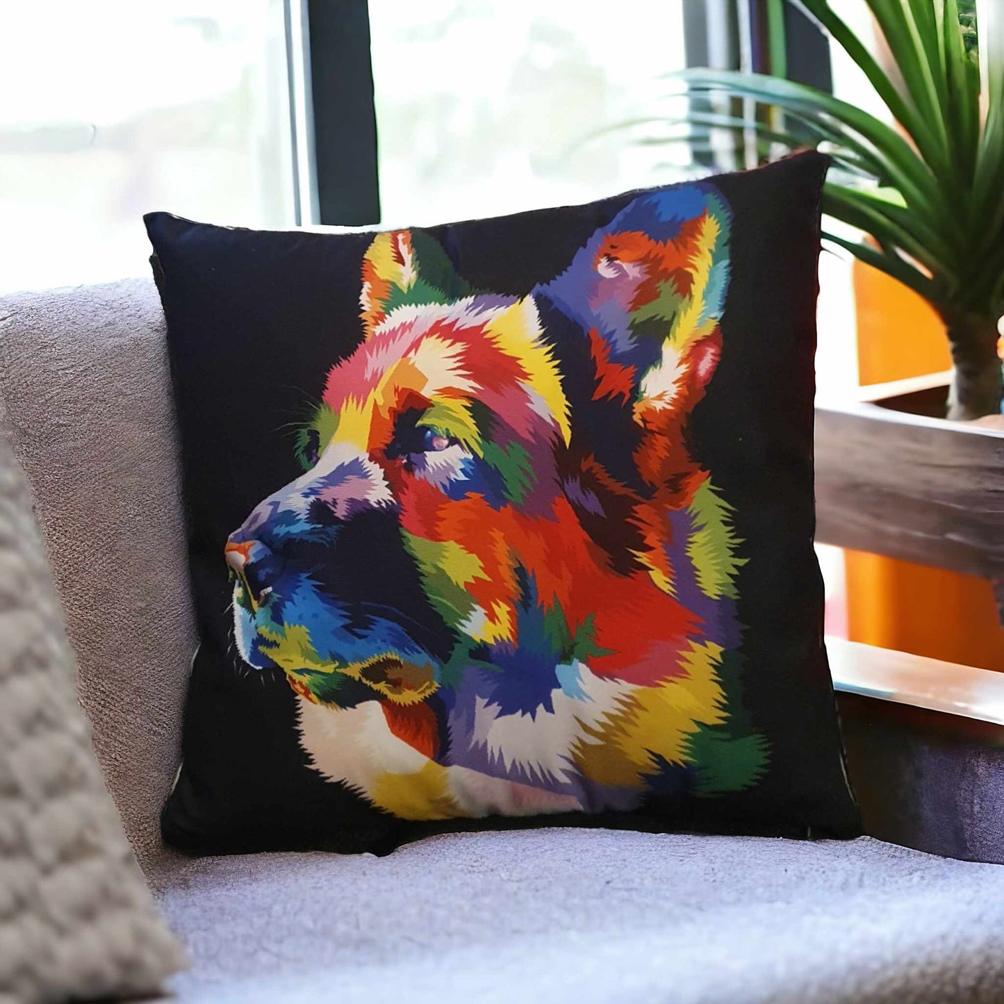 Colourful German Shepard Throw Cushion