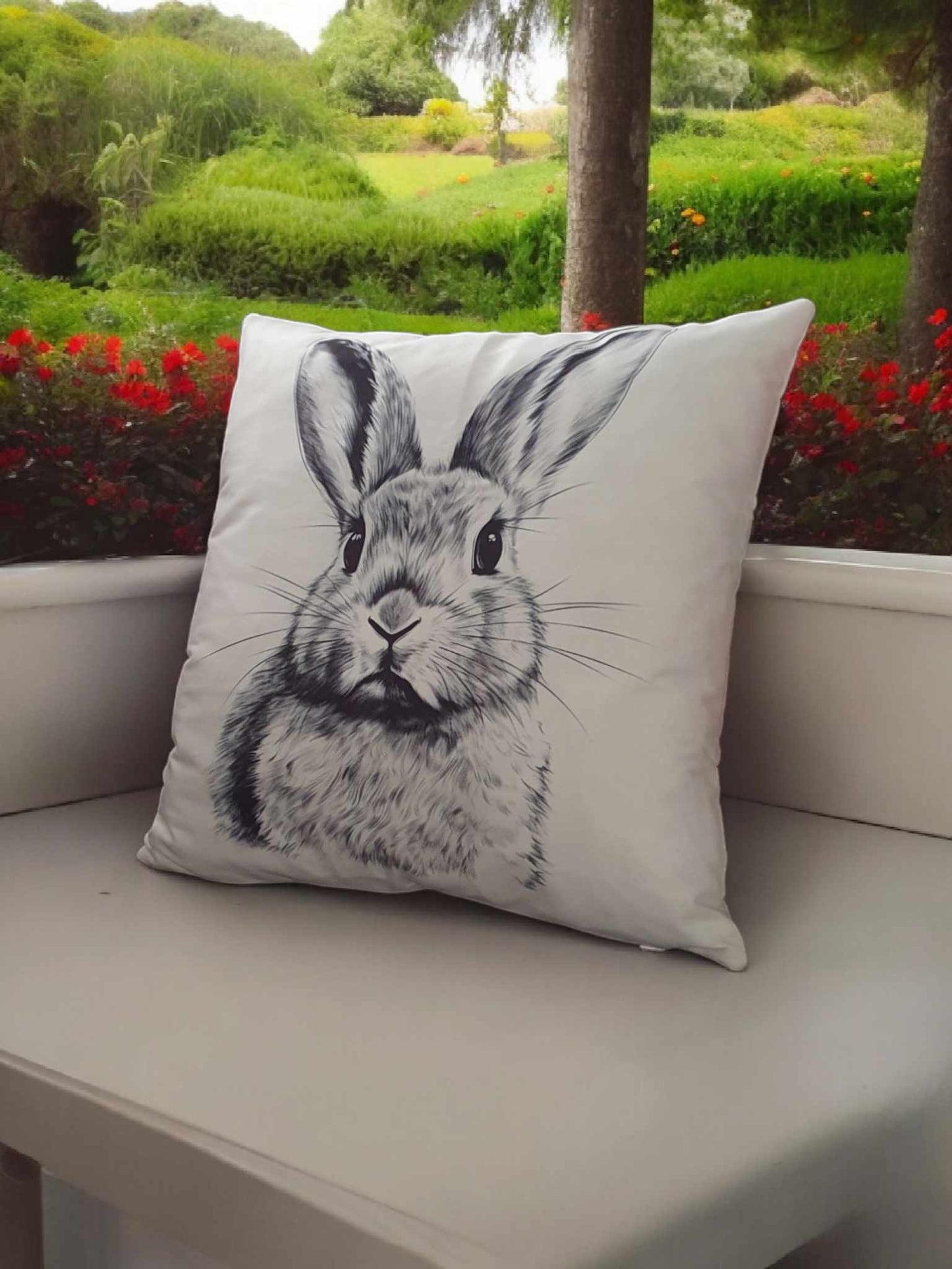 Cute Rabbit Print Cushion