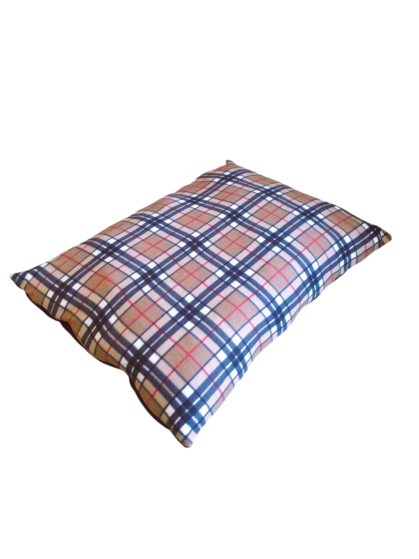 Brown Tartan Pet Cushion With Zip Off Washable Cover