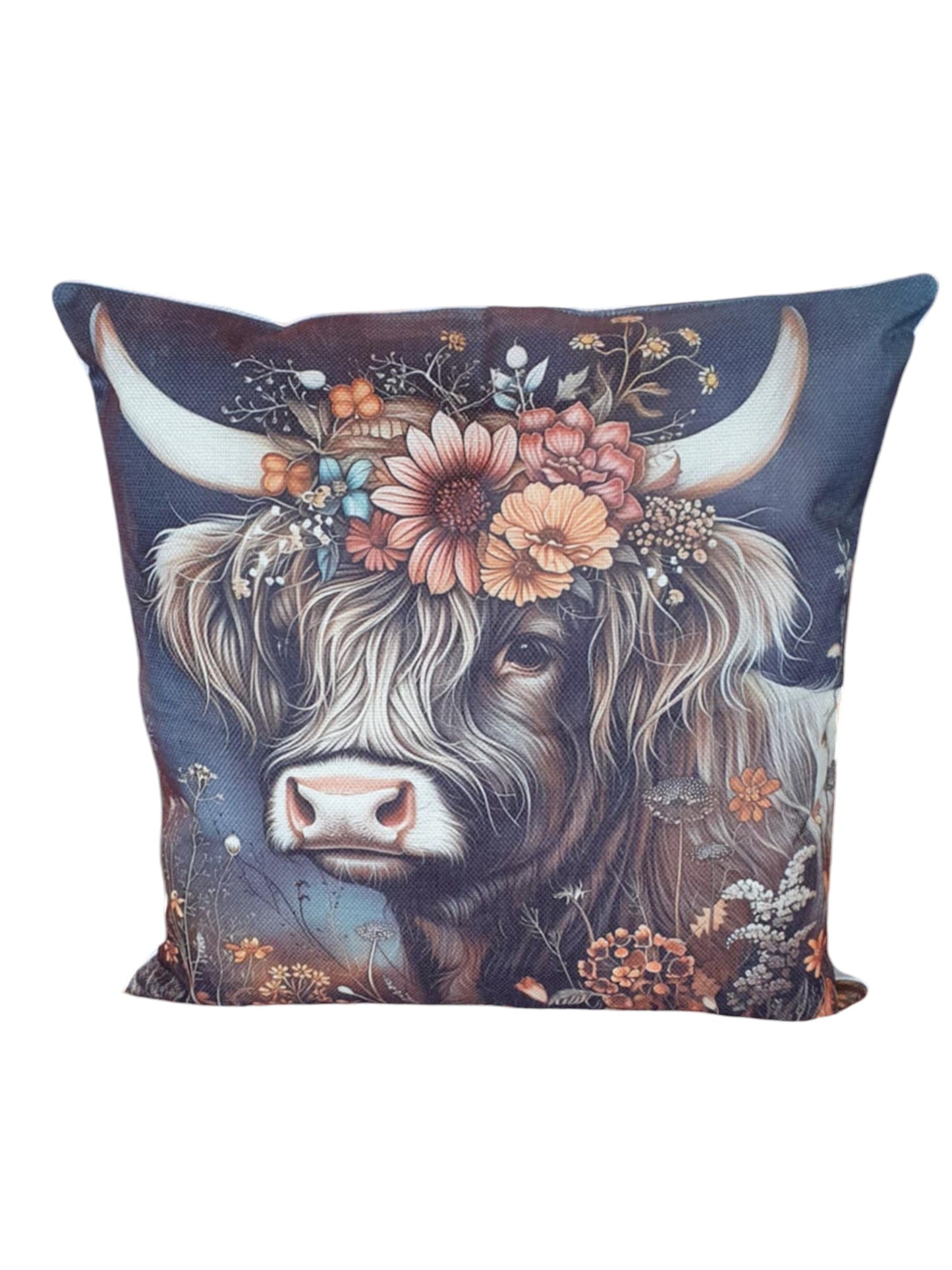 Black Highland Cow Throw Cushion