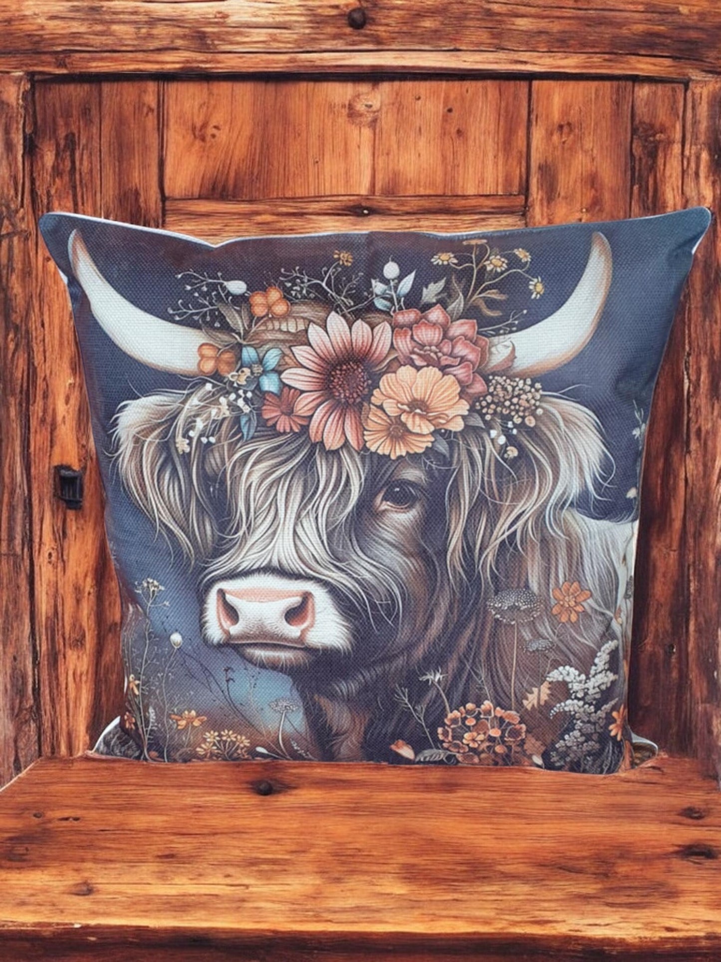 Black Highland Cow Throw Cushion