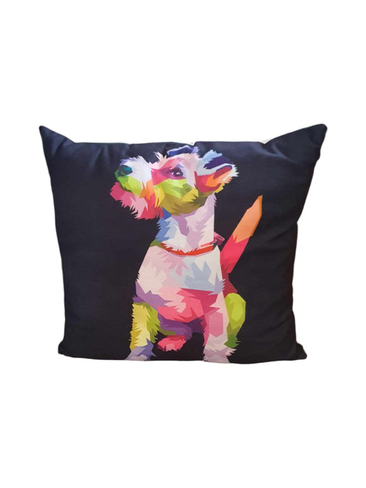 Colourful Border Terrier Throw Cushion