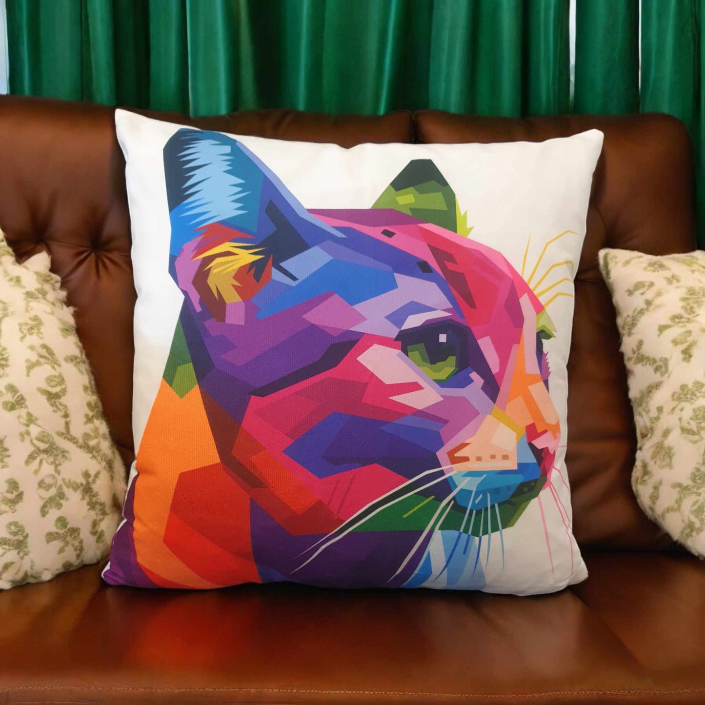 Colourful Cat Throw Cushion