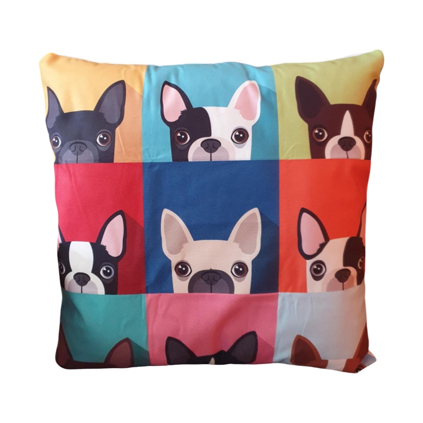 Colourful Frenchie Throw Cushion