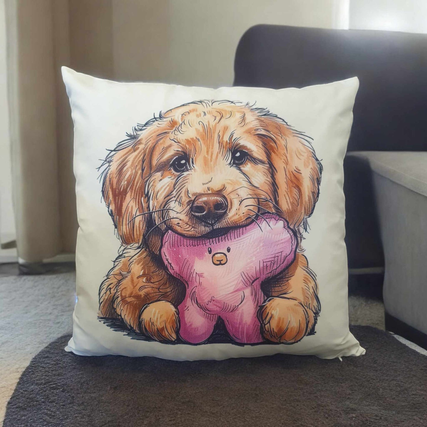 Cute Golden Retriever Throw Cushion