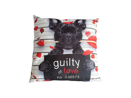 Colourful Guilty Frenchie Throw Cushion