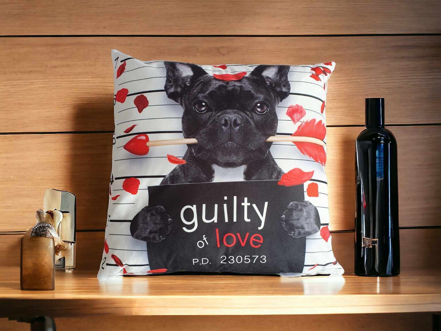 Colourful Guilty Frenchie Throw Cushion