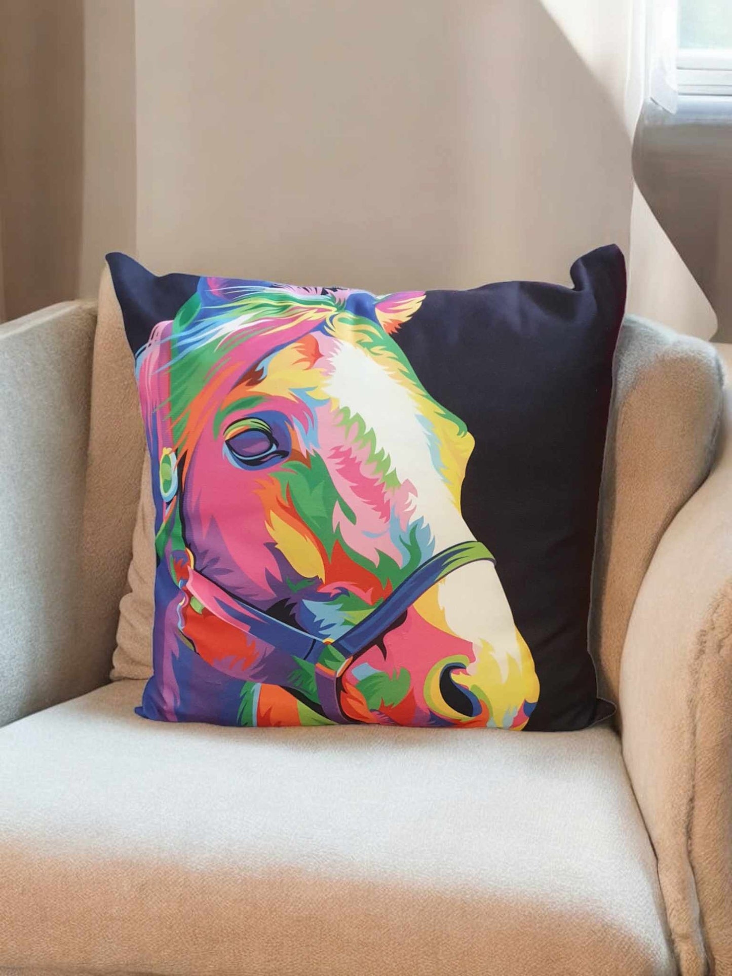 Colourful Horse Throw Cushion