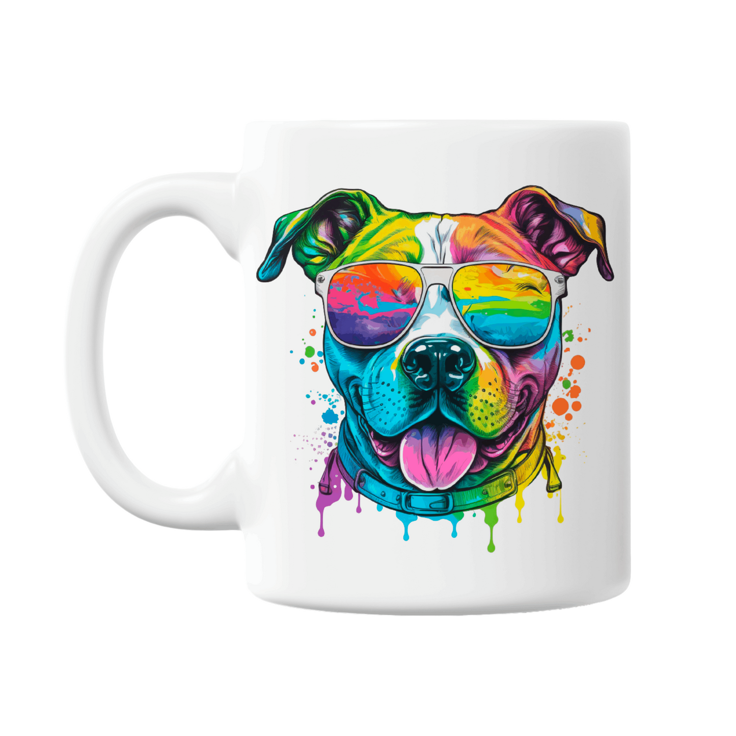 Staffordshire Bull Terrier Wearing Sunglasses 11oz Printed Dog Mug