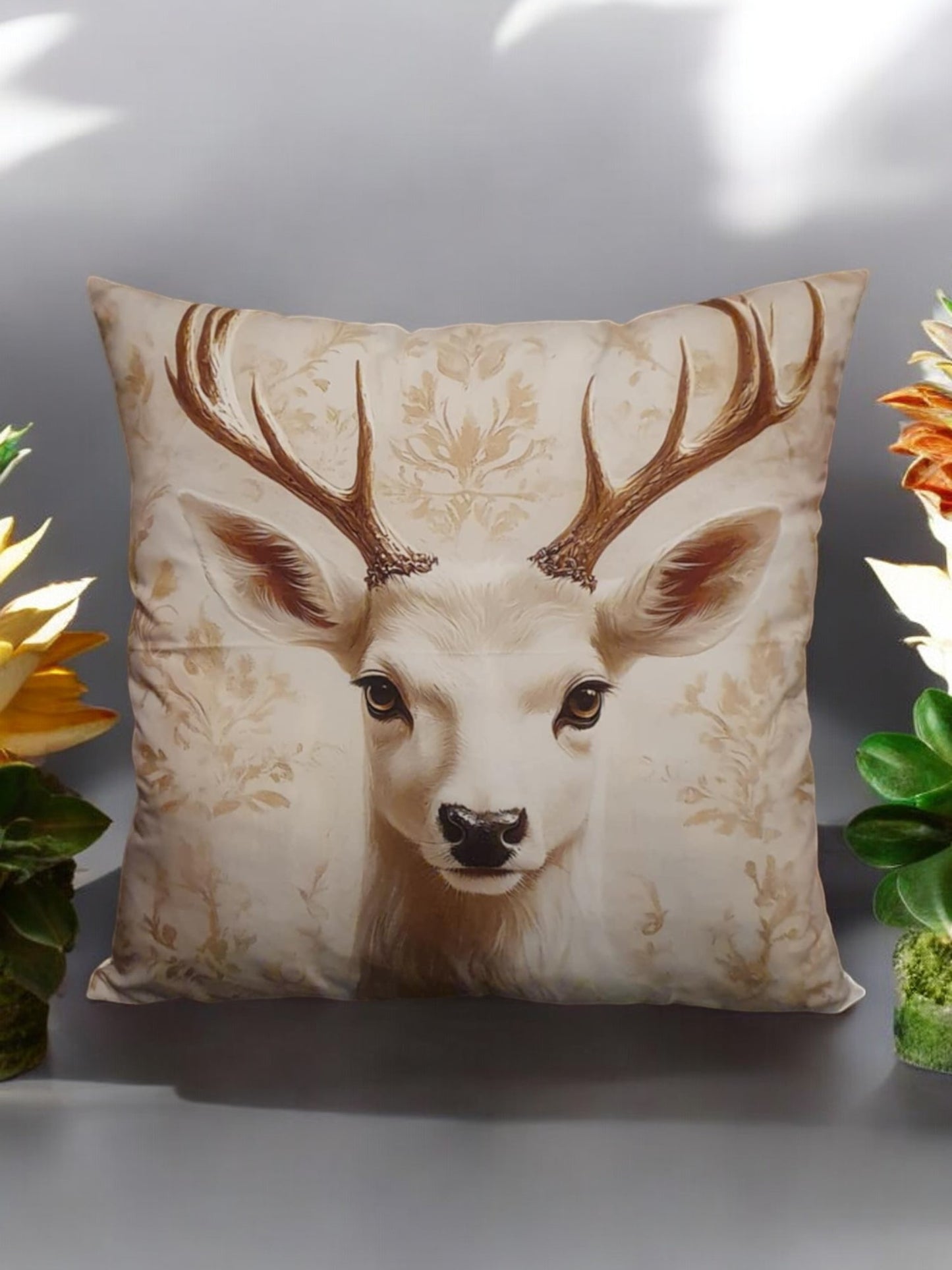 White Deer Throw Cushion