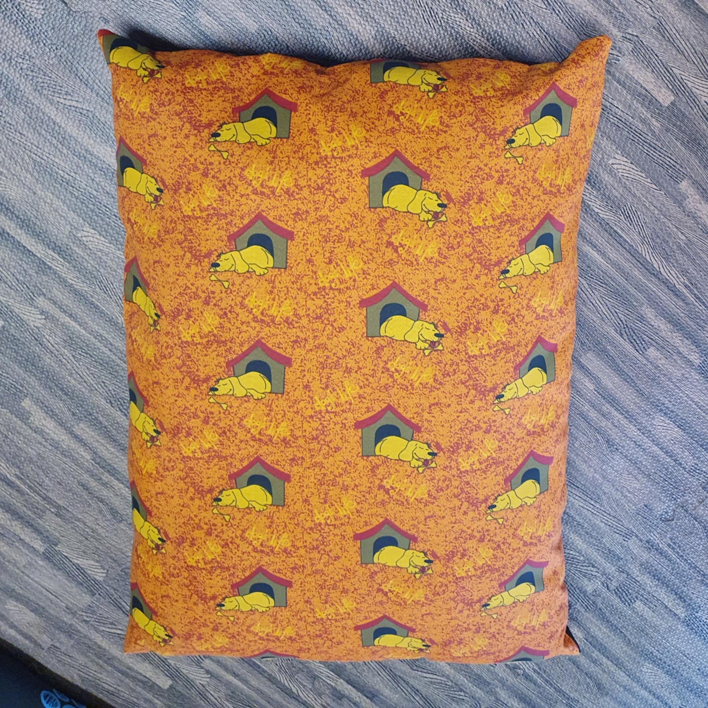 Orange Doggy Print Pet Cushion With Zip Off Washable Cover