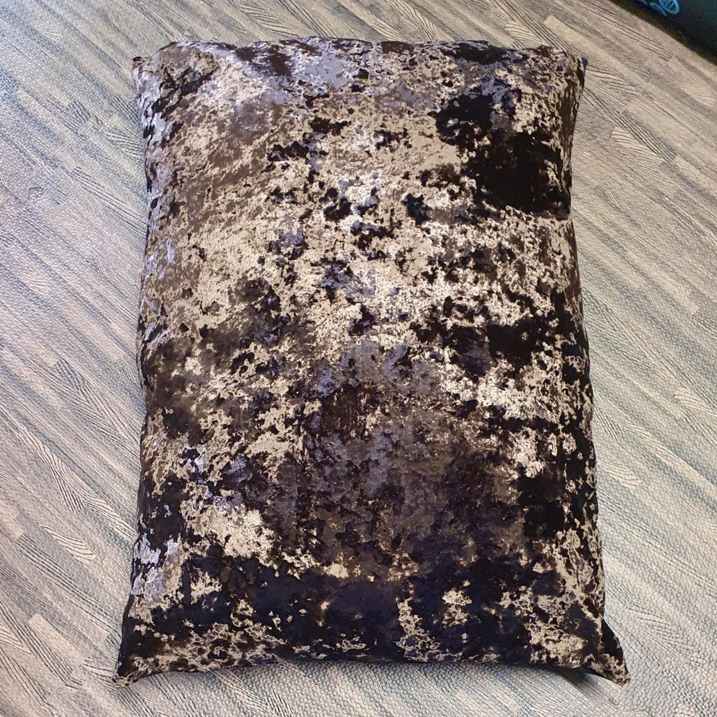 Brown Crushed Velvet Pet Cushion With Zip Off Washable Cover