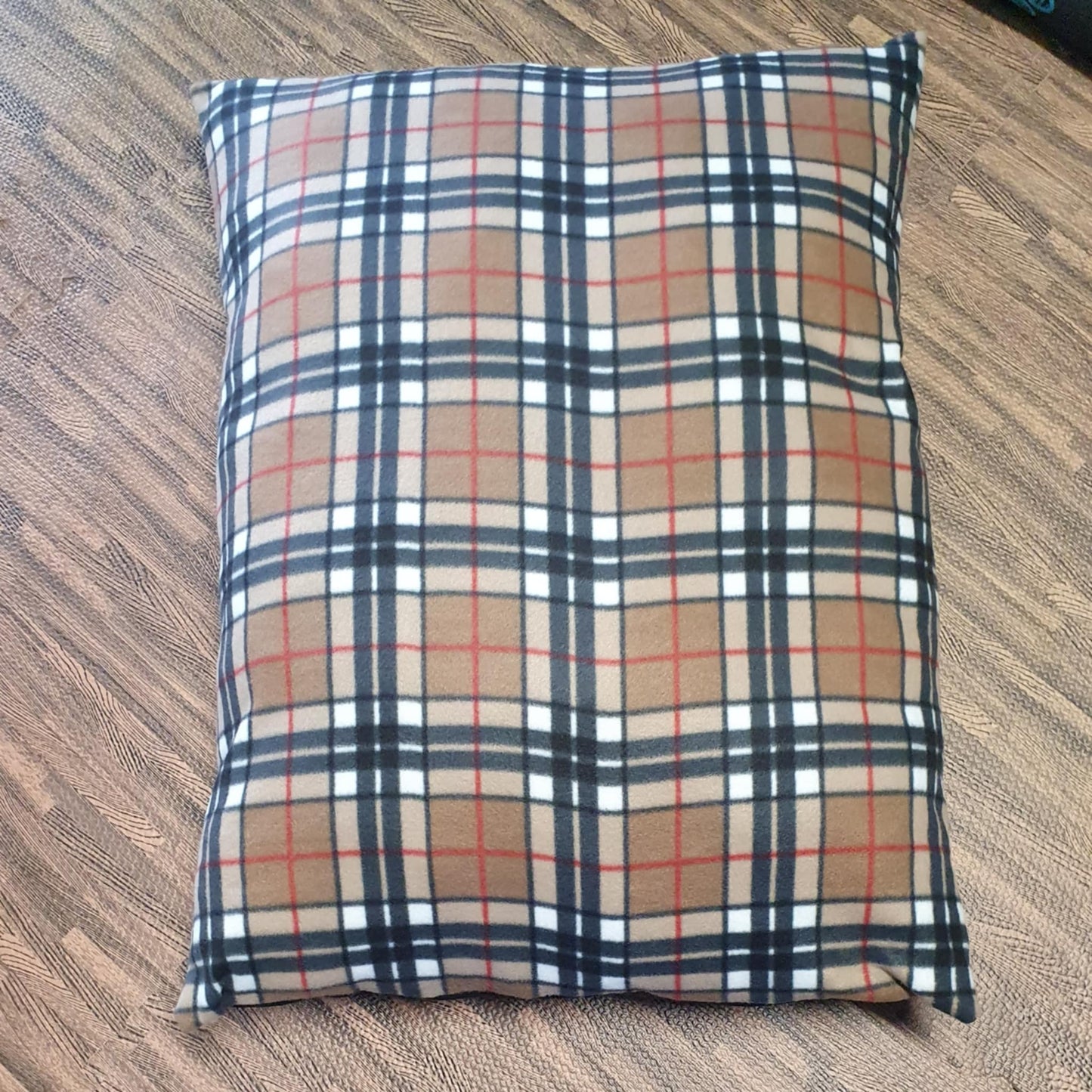 Brown Tartan Pet Cushion With Zip Off Washable Cover