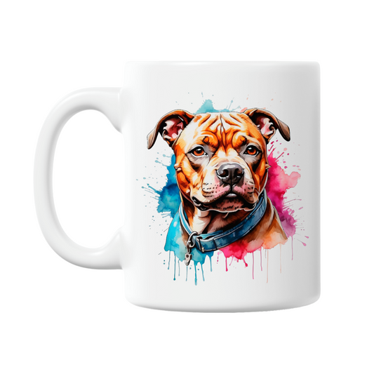 Watercolour 'Staffy' Staffordshire Bull Terrier 11oz Printed Dog Mug (6 Designs)