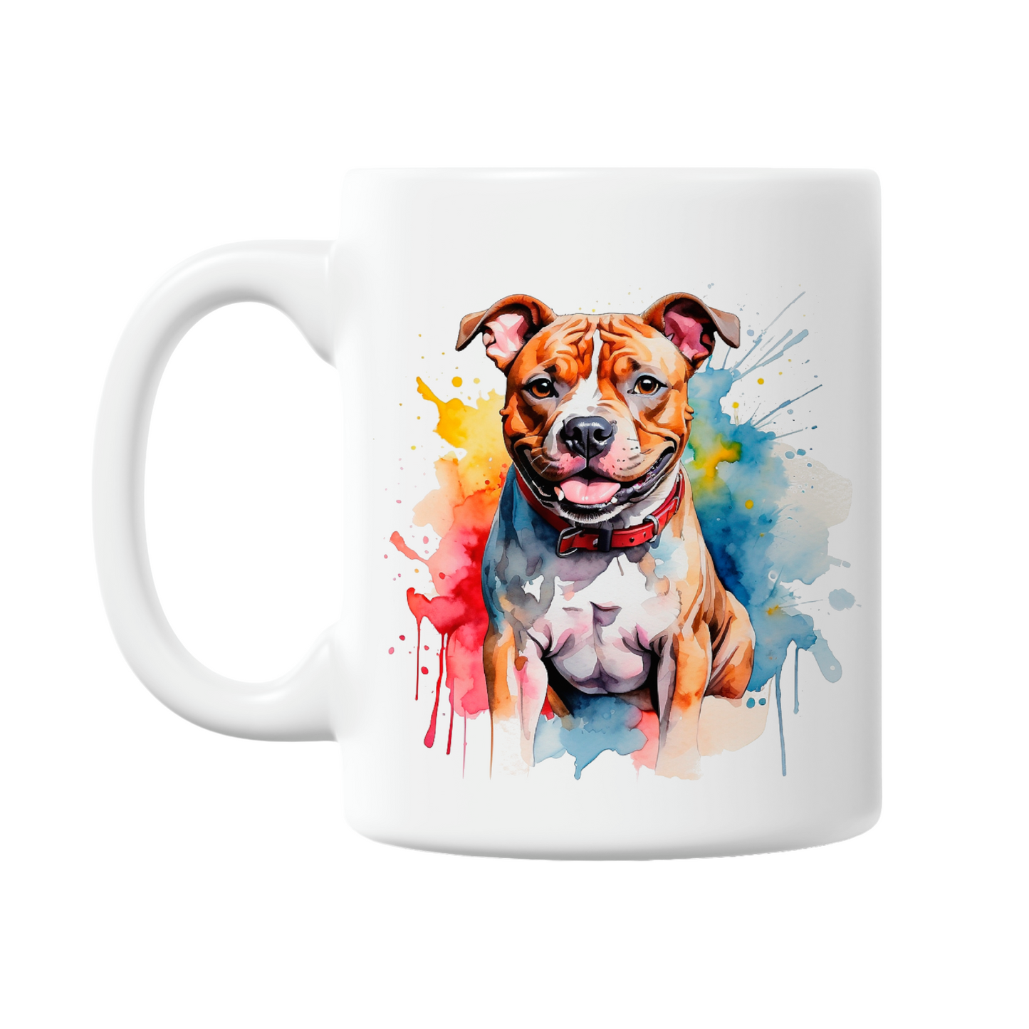 Watercolour 'Staffy' Staffordshire Bull Terrier 11oz Printed Dog Mug (6 Designs)