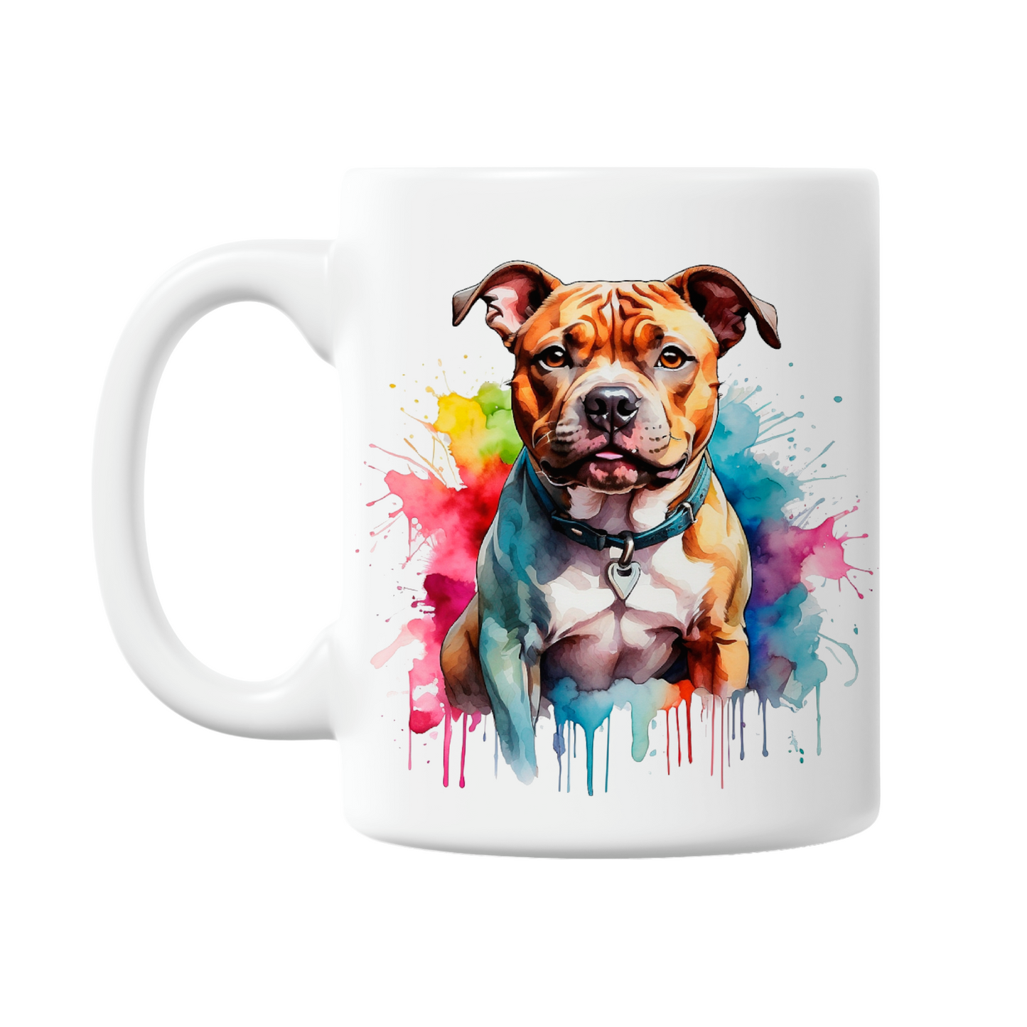 Watercolour 'Staffy' Staffordshire Bull Terrier 11oz Printed Dog Mug (6 Designs)