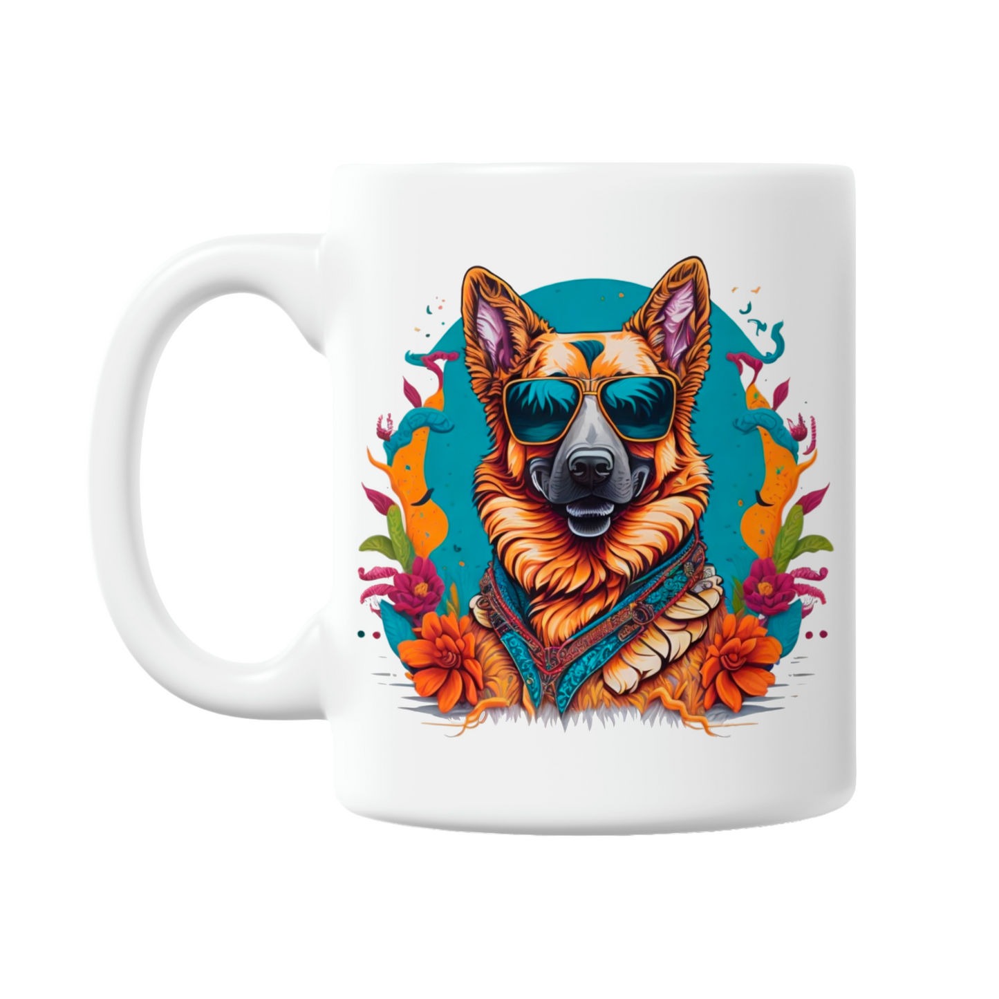 German Shepard Wearing Sunglasses 11oz Printed Dog Mug